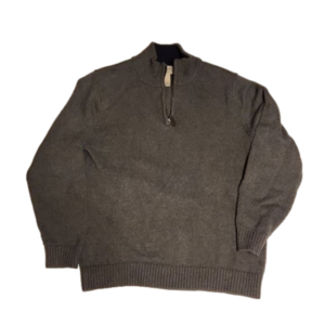L.L.Bean gray Quater Zip 1/4 zip  Cotton knit sweater Sz L